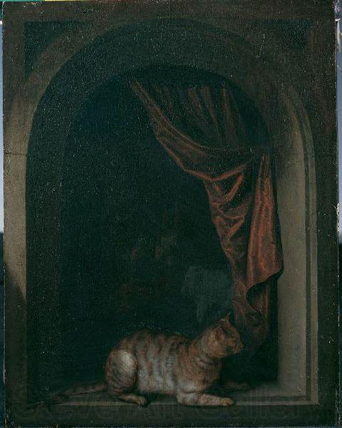 Gerard Dou Eine Katze am Fenster eines Malerateliers